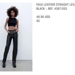 Faux leather straight leg pant NWT